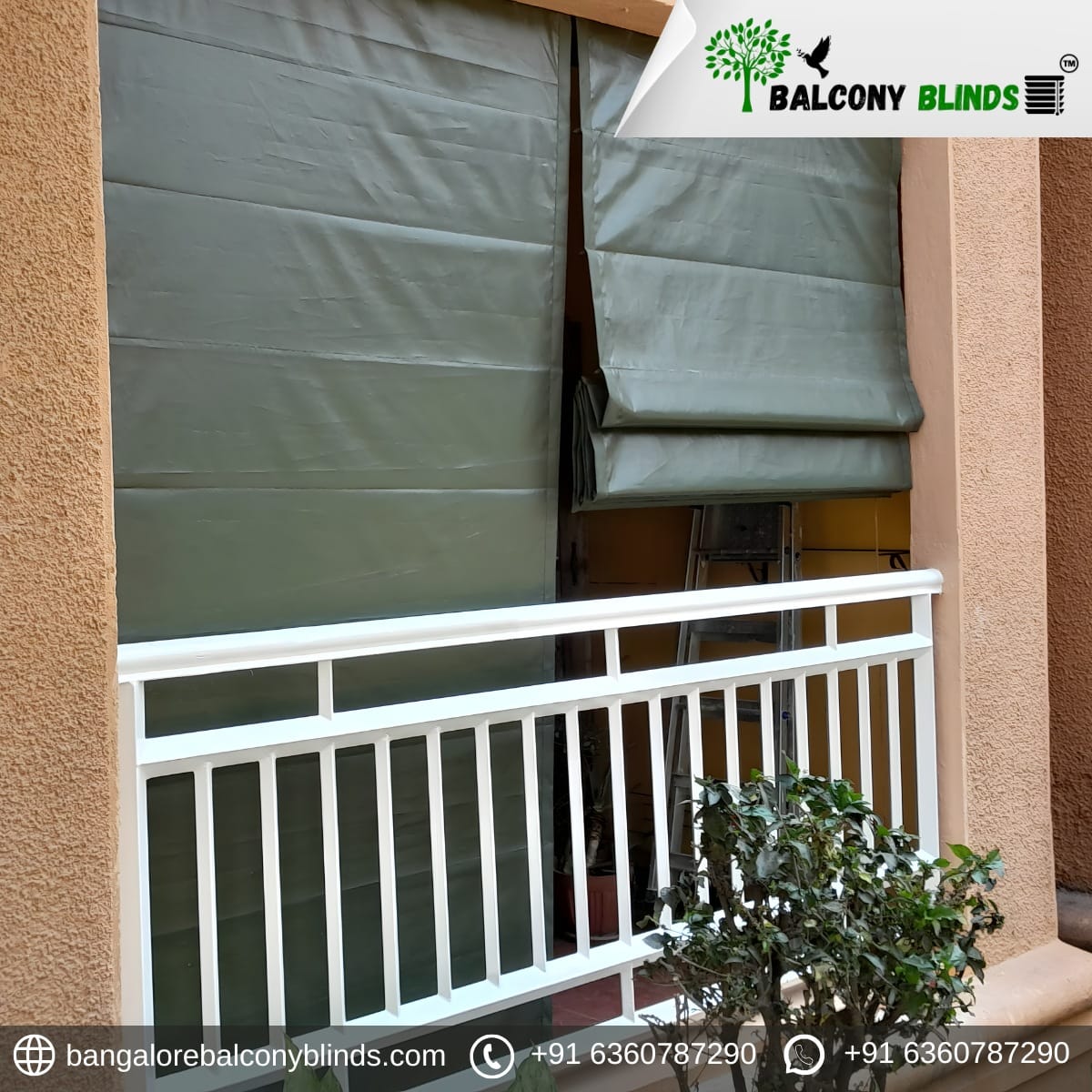 Teflon Roman blinds installed in a balcony